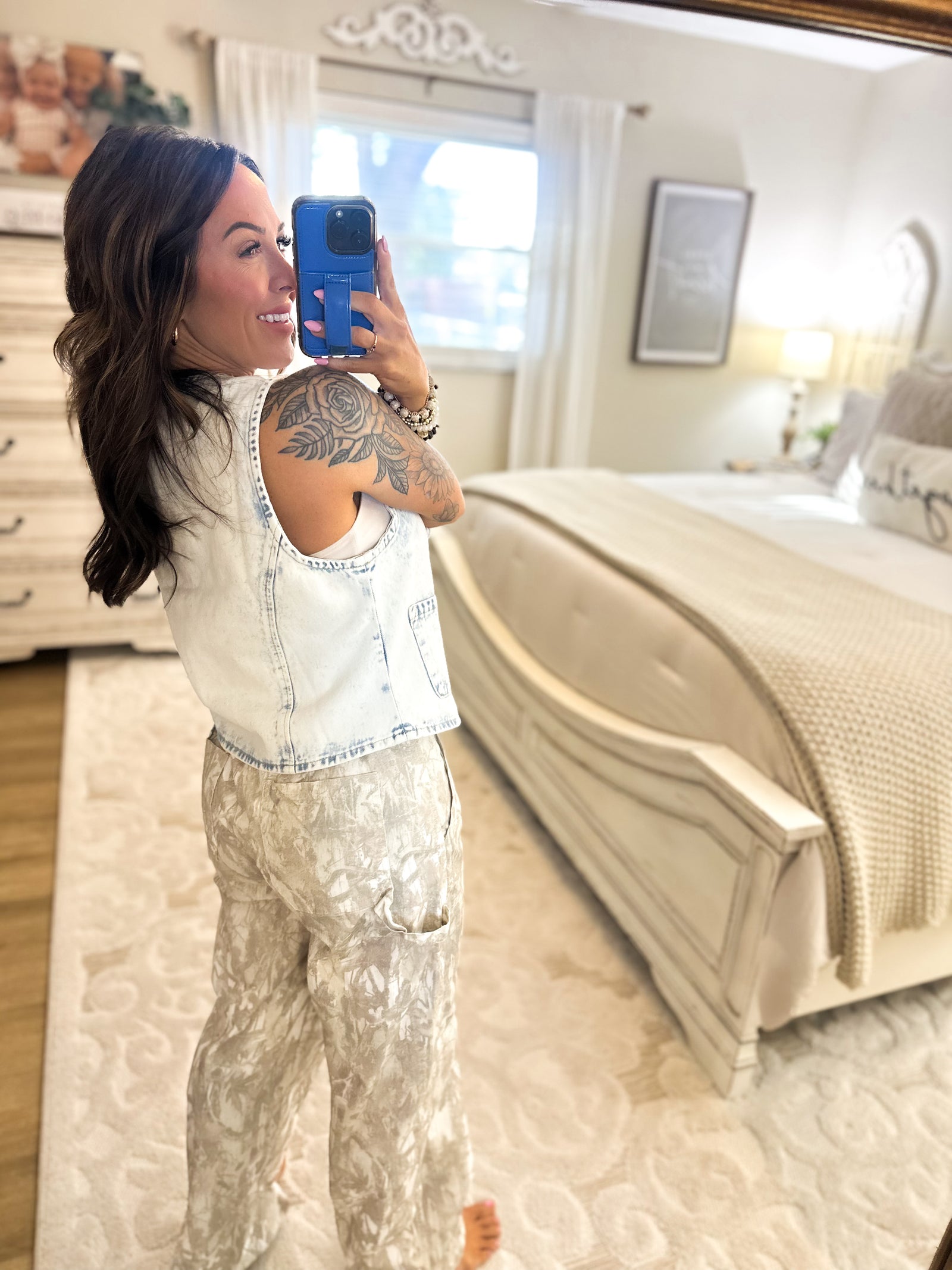 Raven Acid Wash Bow Tie Vest