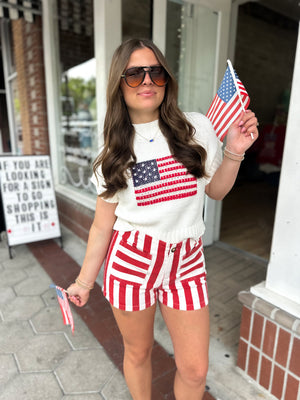 Touch of Freedom Red Striped Shorts