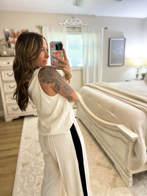Valerie Linen Blend Color Block Tank