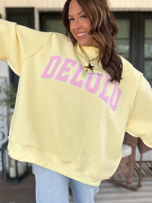 Delulu Embroidered Mock Neck