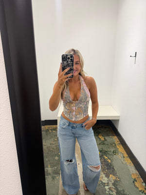 Rowan Camo Halter Corset Top - Pink