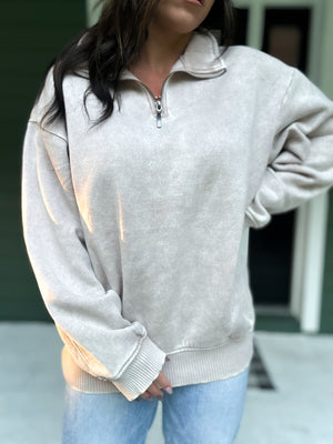Hollis Acid Wash Fleece Half Zip Pullover