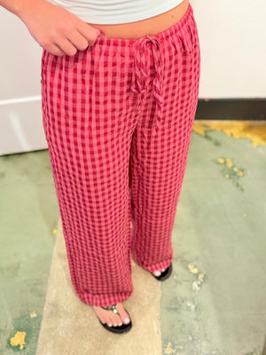 Aria Gingham Print Drawstring Pants