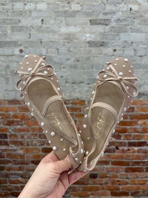 Carly Pearl Embellished Flats