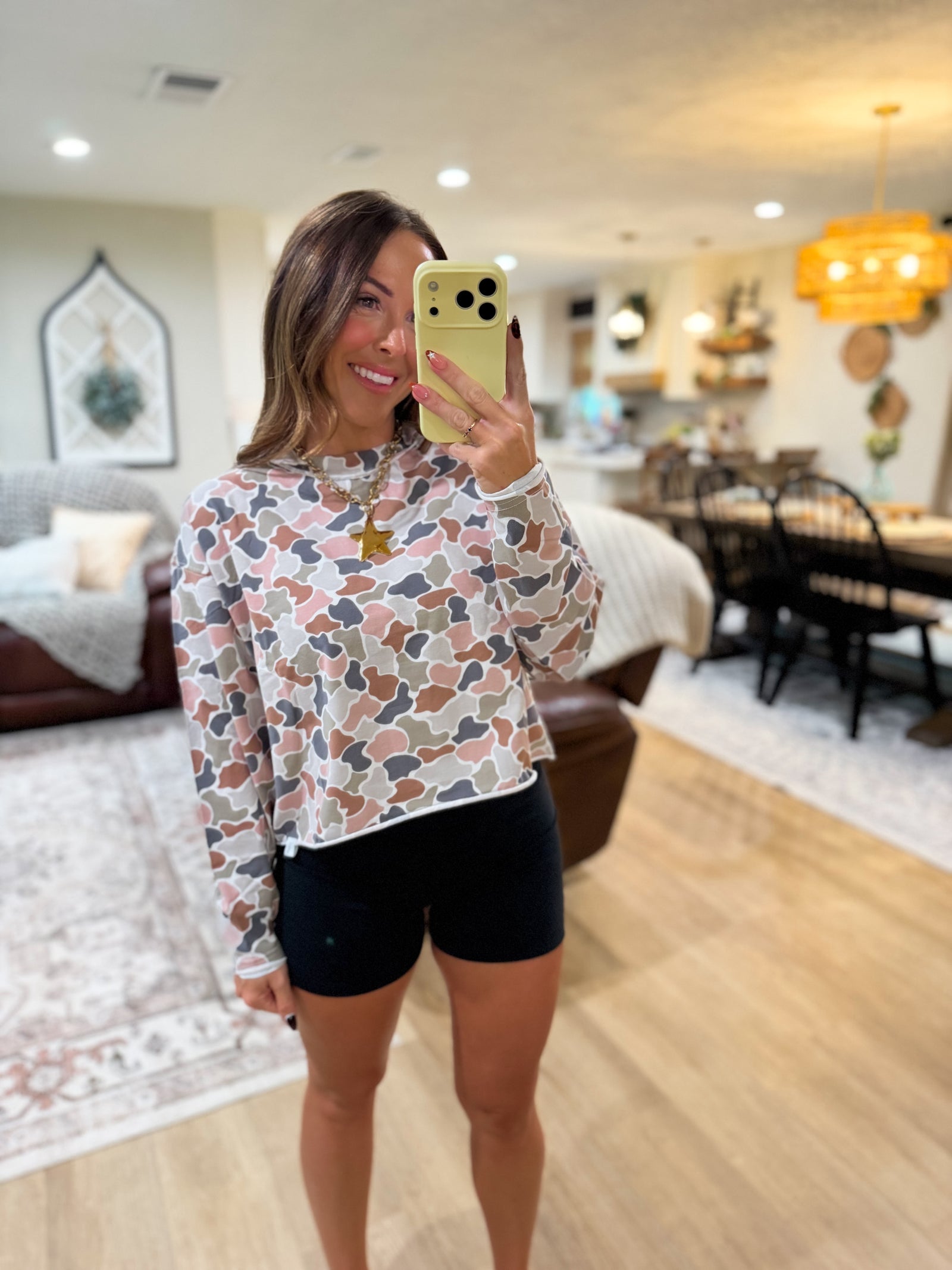 Local Girl Boxy Crop Long Sleeve Tee - Forest Camo Flora