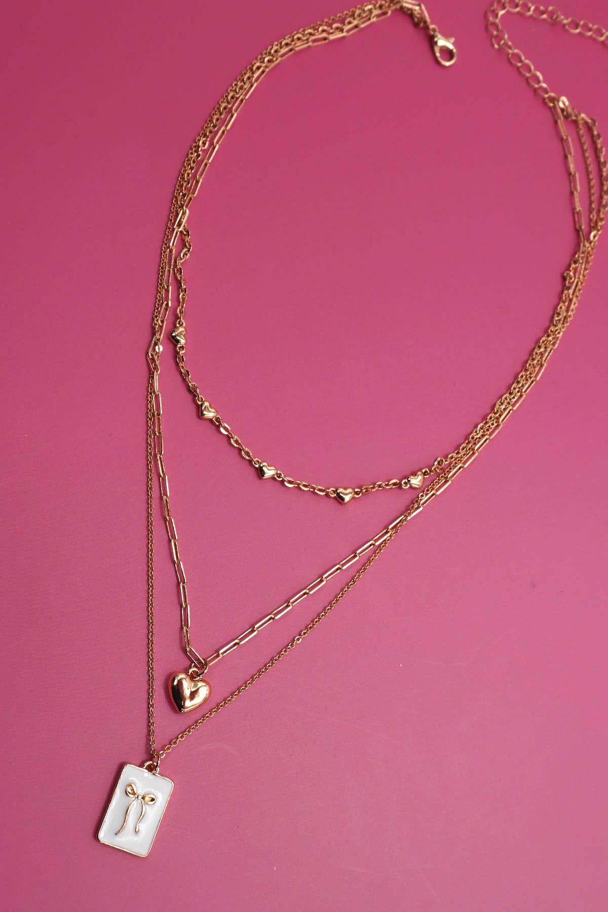 Square Bow Epoxy Charm Necklace