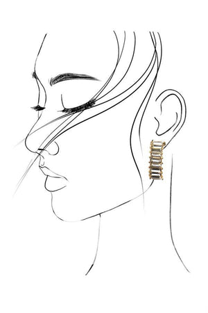 Classic Baguette Rhinestone Hoop Earrings