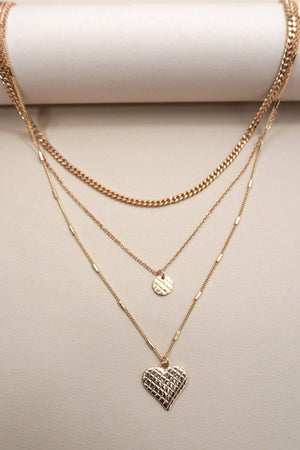 Checker Engraved Heart Necklace