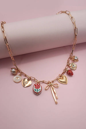 Everything Sweet Floral Heart Charm Necklace