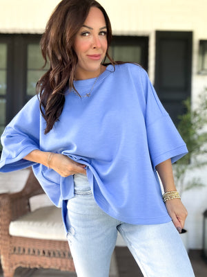 DOORBUSTER - Karli Side Slit Top - Cornflower Blue