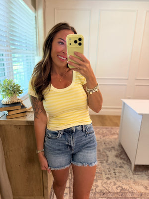 Mandi Striped Scoop Neck - Pale Banana