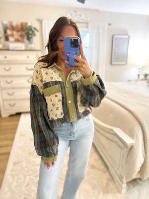 Linsey Vintage Patchwork Plaid Shirt Jacket