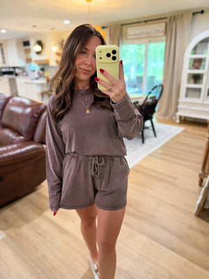 Sloane Acid Washed Long Sleeve Top - Brown