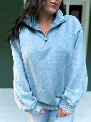 Hollis Acid Wash Fleece Half Zip Pullover