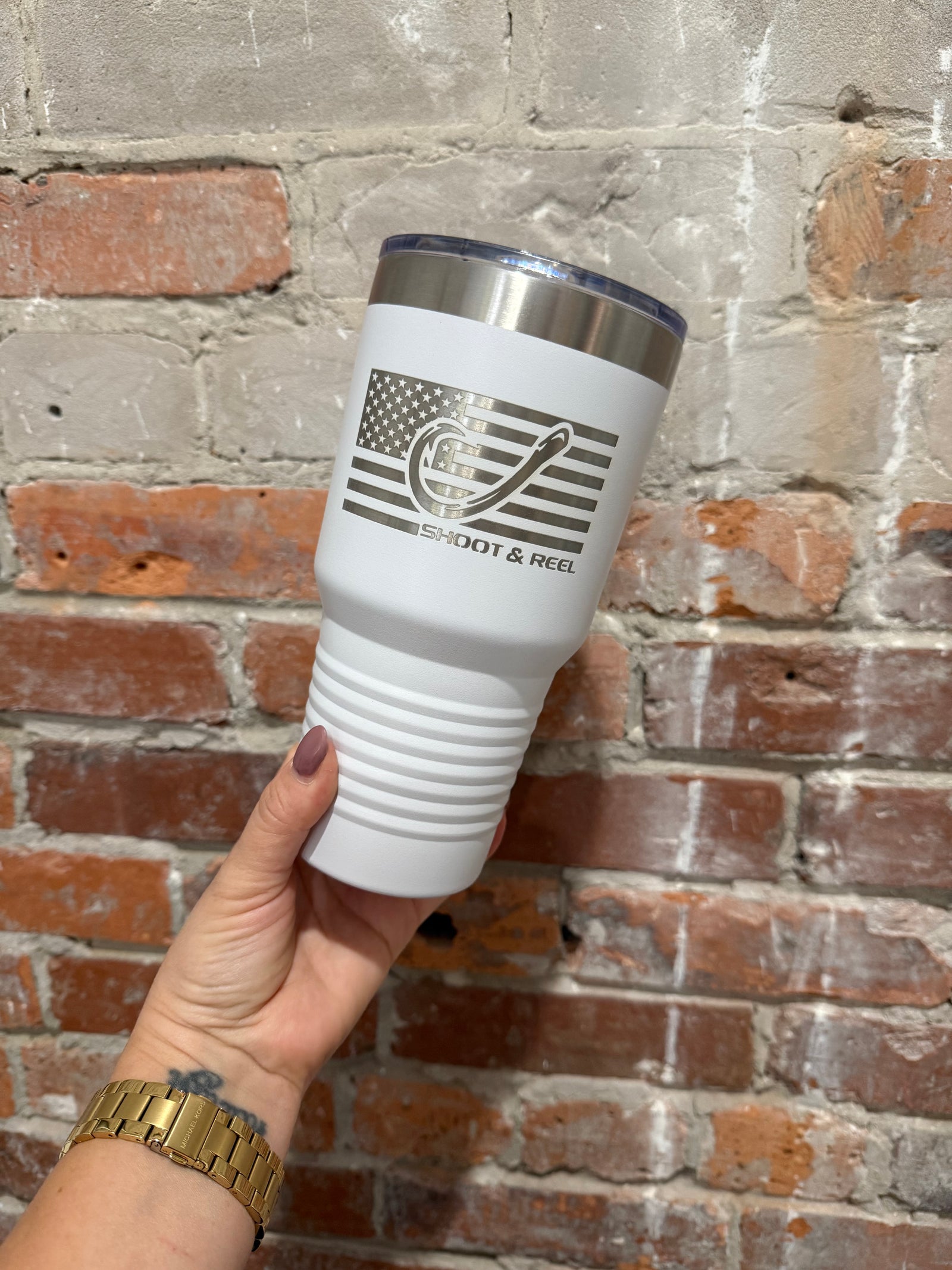 Shoot & Reel 30oz Tumbler- Hook Flag
