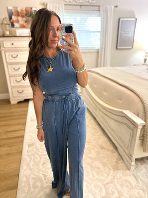 Let's Just Stay Home Lounge Bottoms - Navy