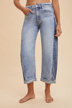 Parker Two Tone Barrel Cropped Jeans