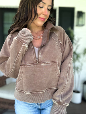 Remi Acid Washed Half Zip Fleece - TEN COLORS