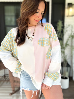 Drue Flower Patch Long Sleeve Sweater