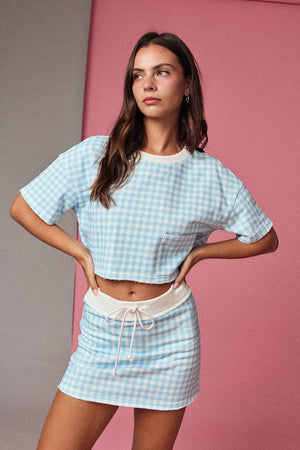 Jeni Gingham Mini Skort - Blue