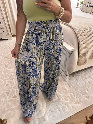 She's Country Wide Leg Pants - Western Print