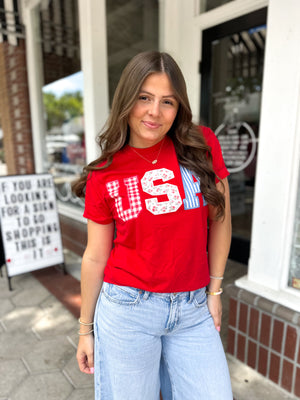 USA Faux Embroidered Comfort Colors Tee