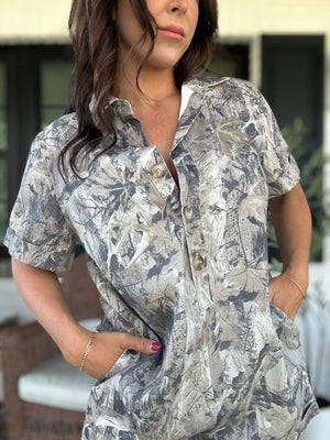 Nora Camouflage Denim Romper