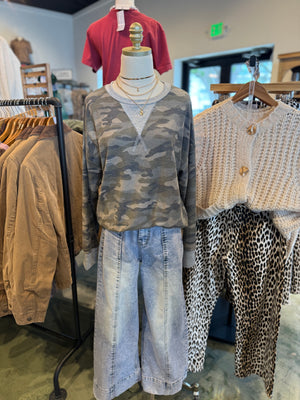 Raegan Camo Terry Knit Top