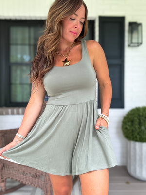 Just My Type Double Layer Romper - Olive