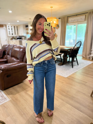 Angie Striped VNeck Sweater
