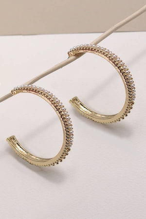 Pearl Pave Studded Hoop Earrings