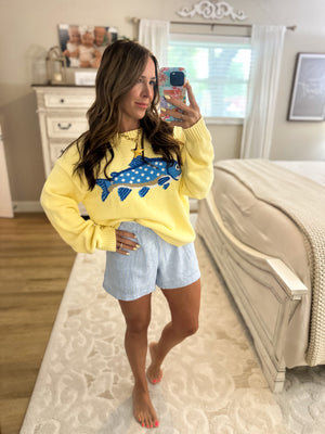 Take Me Fishing Sweater Top - Lemon