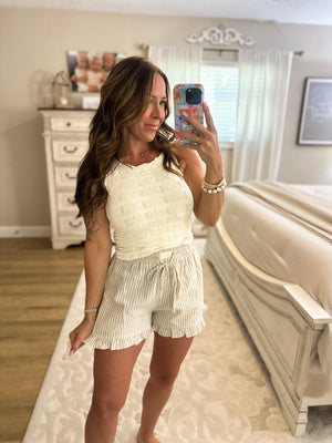 Dana Floral Edge Top - Ivory
