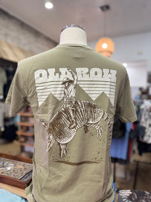 Old Row Bucking Armadillo Tee - Khaki