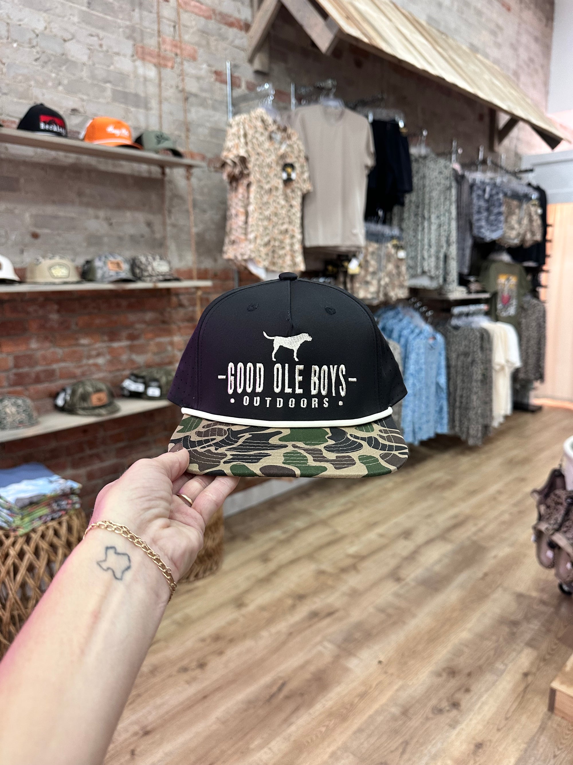 Good Ole Boys Lab Black/Camo Rope Hat