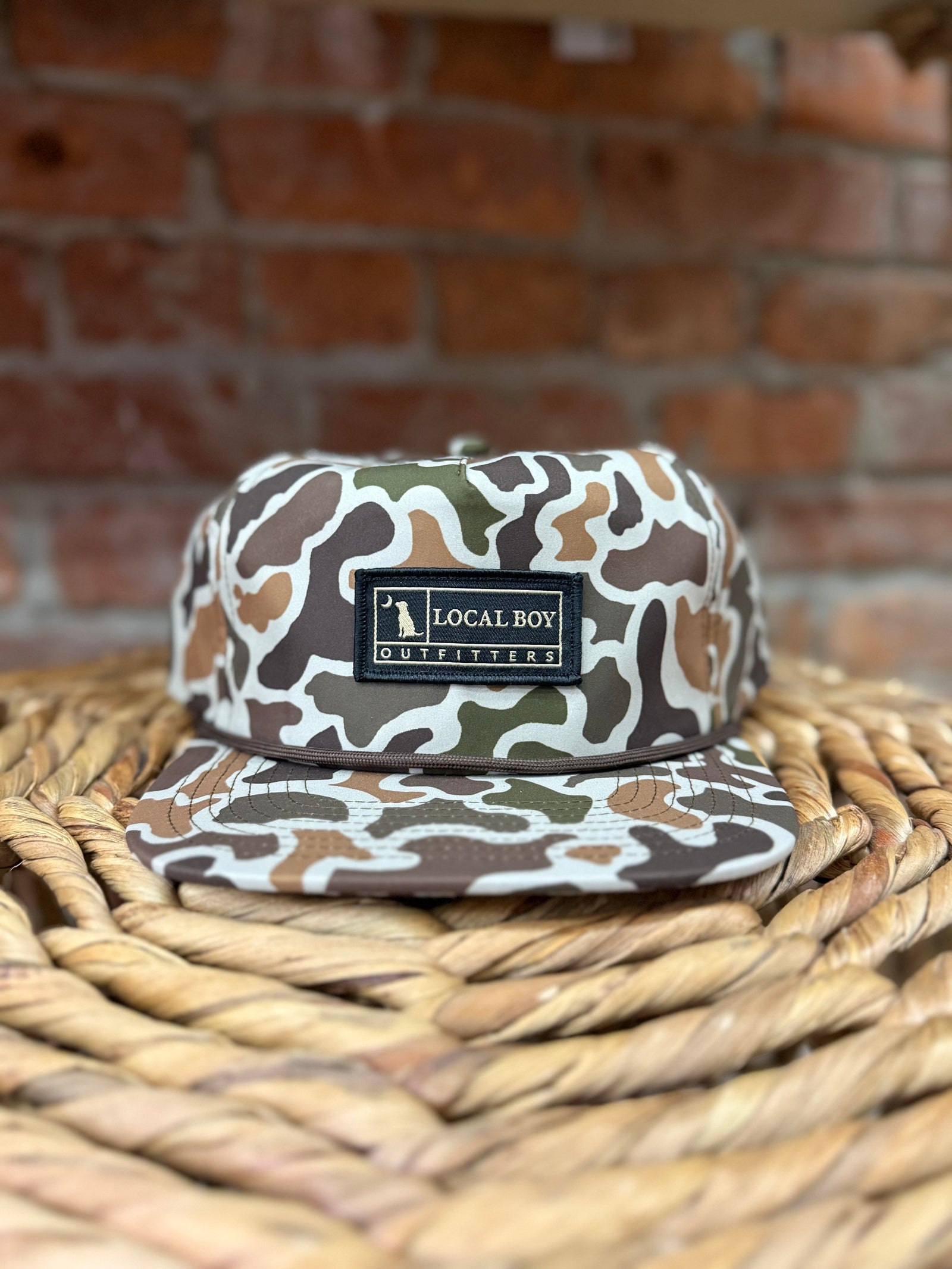 Local Boy Woven Label Rope Hat Brown Camo