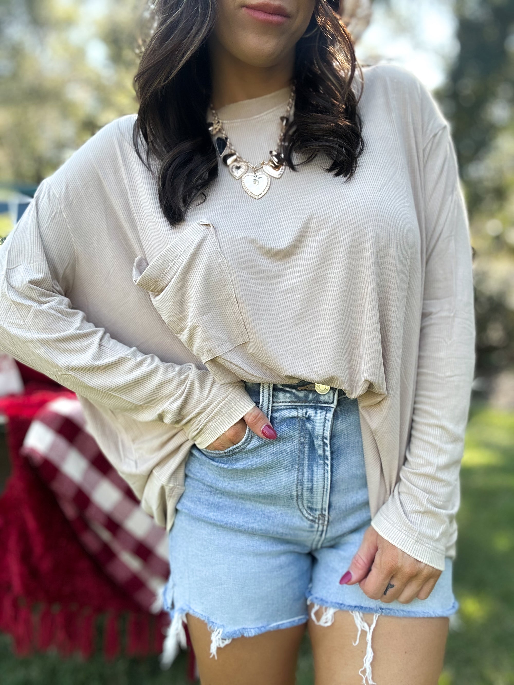 DOORBUSTER - Remi Ribbed Dolman Top - Ash Mocha