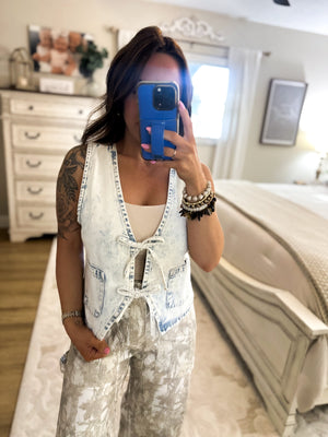 Raven Acid Wash Bow Tie Vest