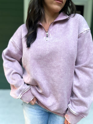 Hollis Acid Wash Fleece Half Zip Pullover