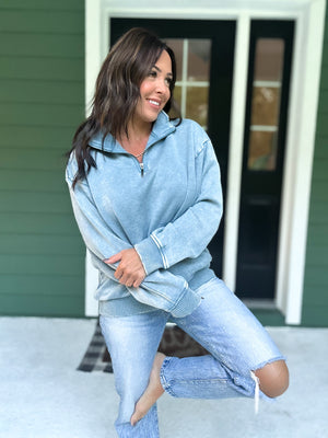 Hollis Acid Wash Fleece Half Zip Pullover