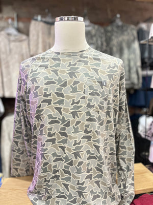 Local Boy Long Sleeve Heather Blend Crew - Sand Duck Camo