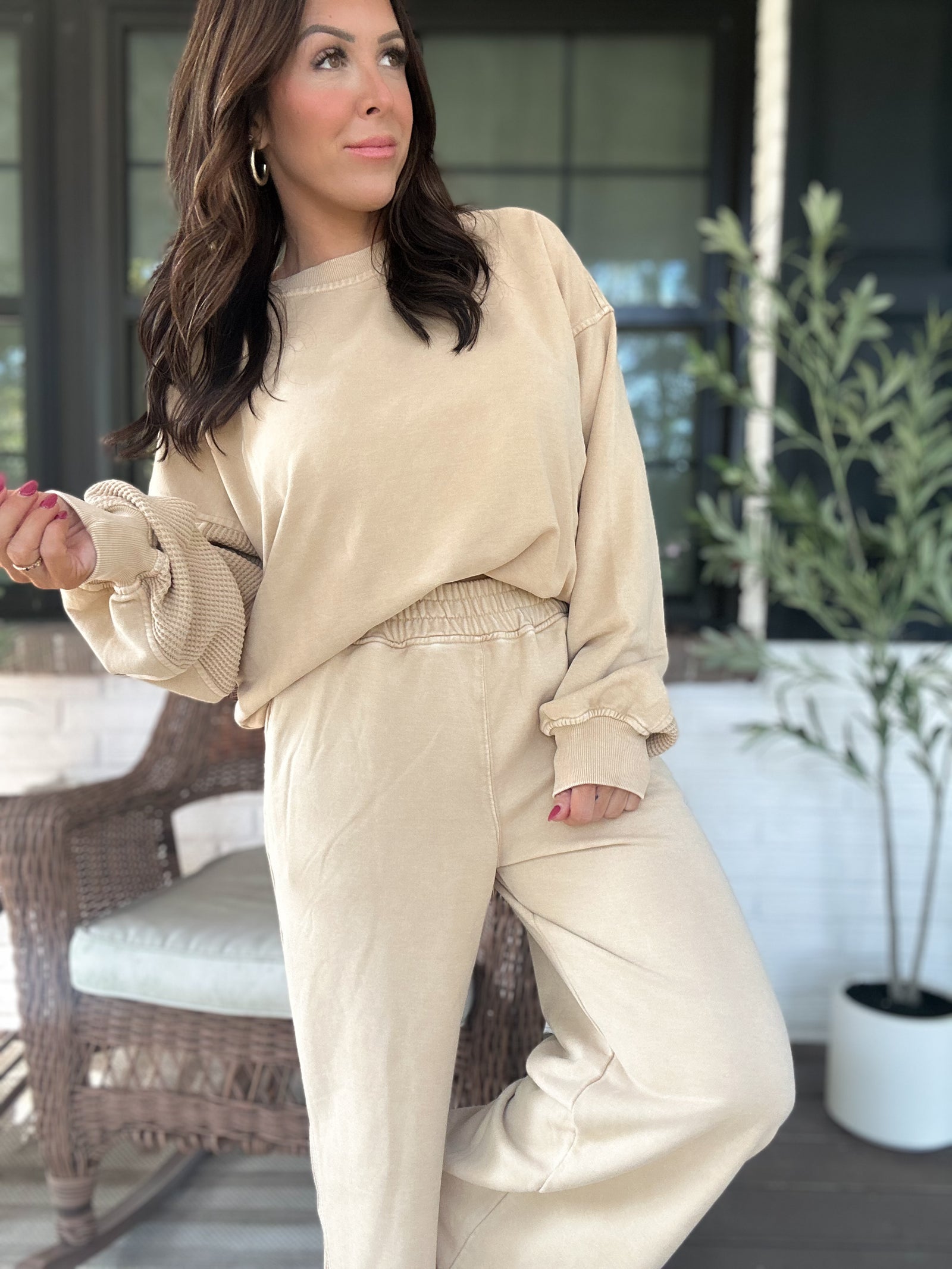 Andrea Mineral Washed Pullover - Camel