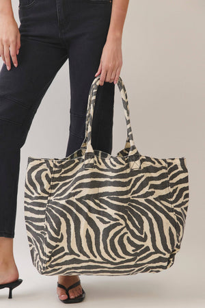 Zebra Print Canvas Tote Bag