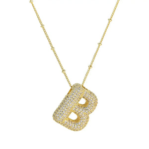 18k Gold Balloon Initial Necklace