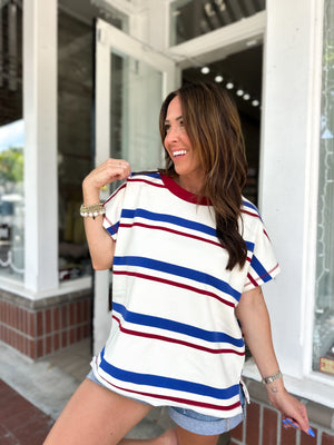 Georgia Multi Striped French Terry Pullover