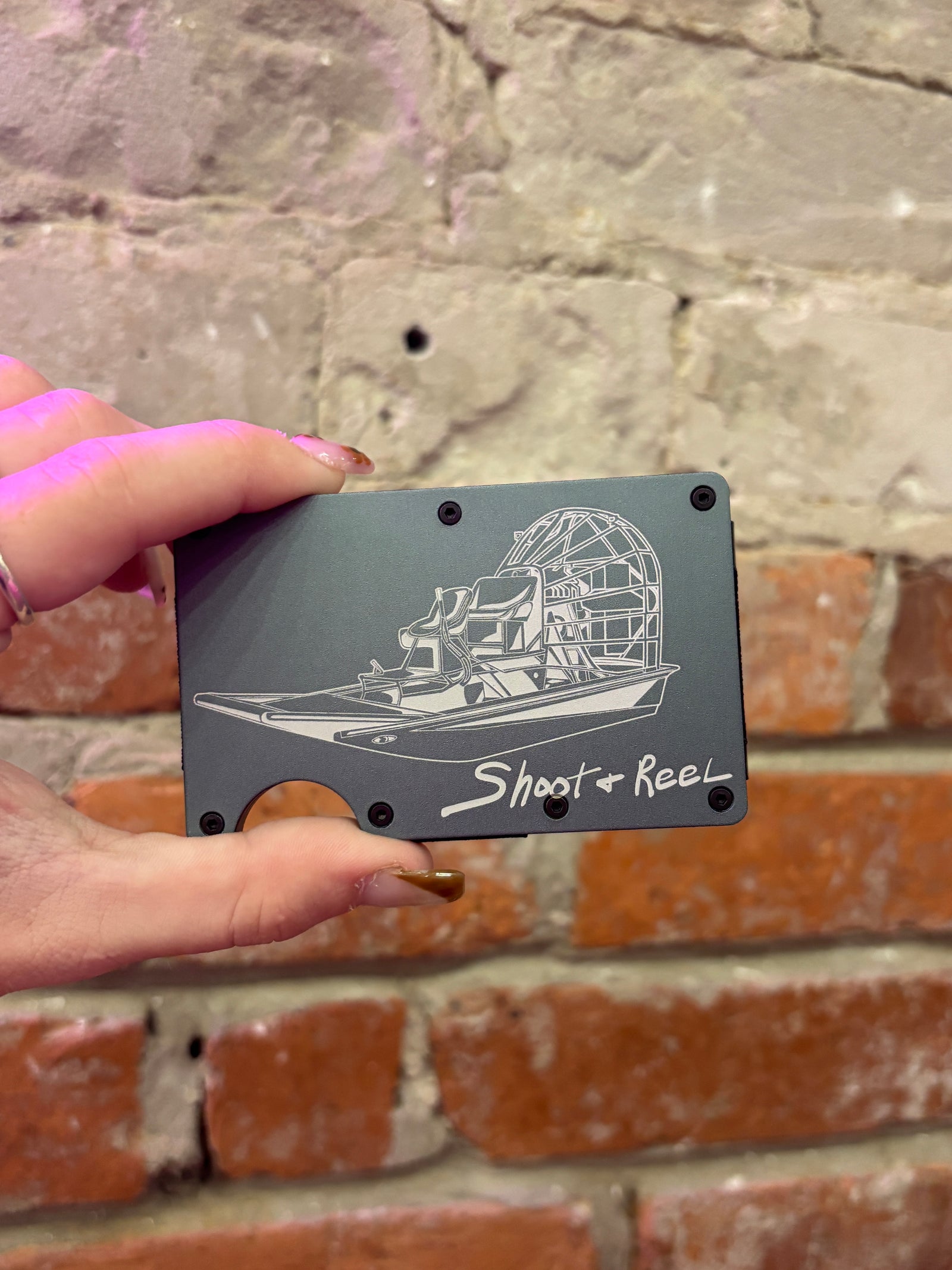 Shoot & Reel Credit Card Wallet- Gray Airboat