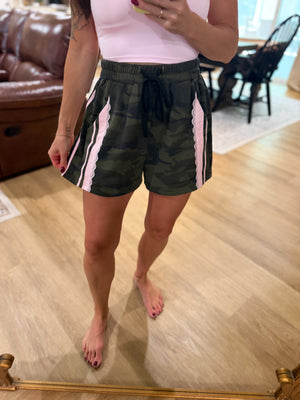 Ainsley Camo Lace Detail Lounge Shorts