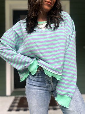 Cara Cropped Striped French Terry Top