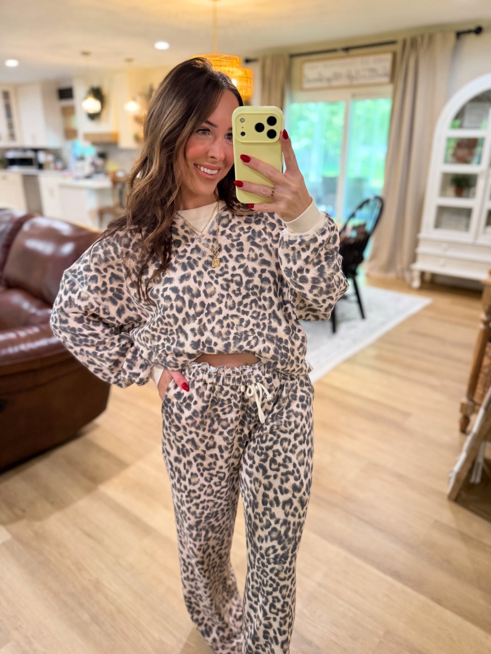 Lizzy Leopard Wide Leg Lounge Pants