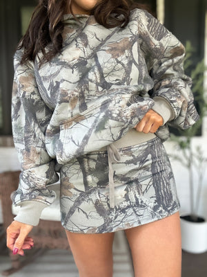 Elk and Moss Camo Oversized Fleeced Hoodie